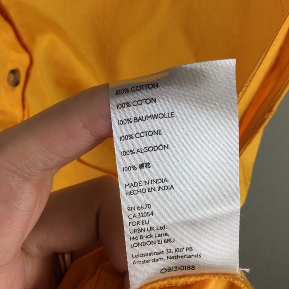 Free People Oversized Sleeveless Button Front Patch Pocket Yellow Top Size Small - Picture 11 of 11